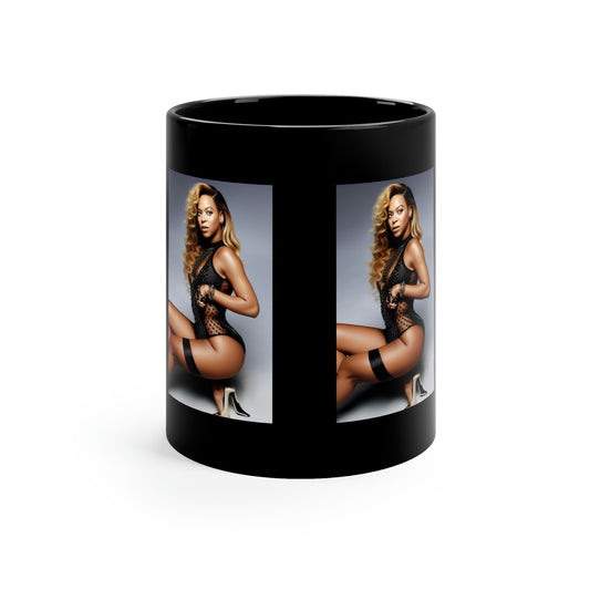 Beyonce Black Lingerie Black Coffee Mug