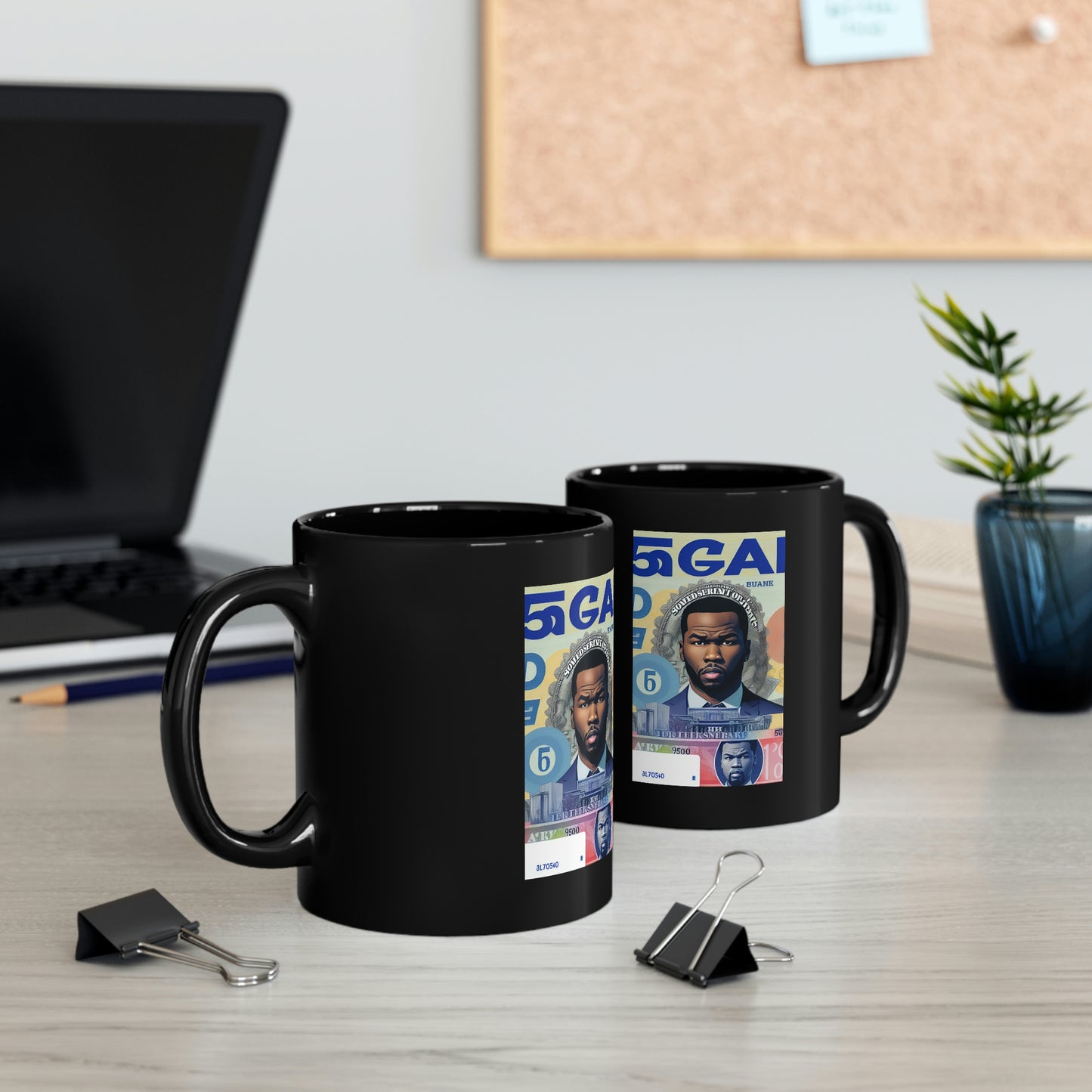 50 Cent Power Of The Dollar Black Coffee Mug