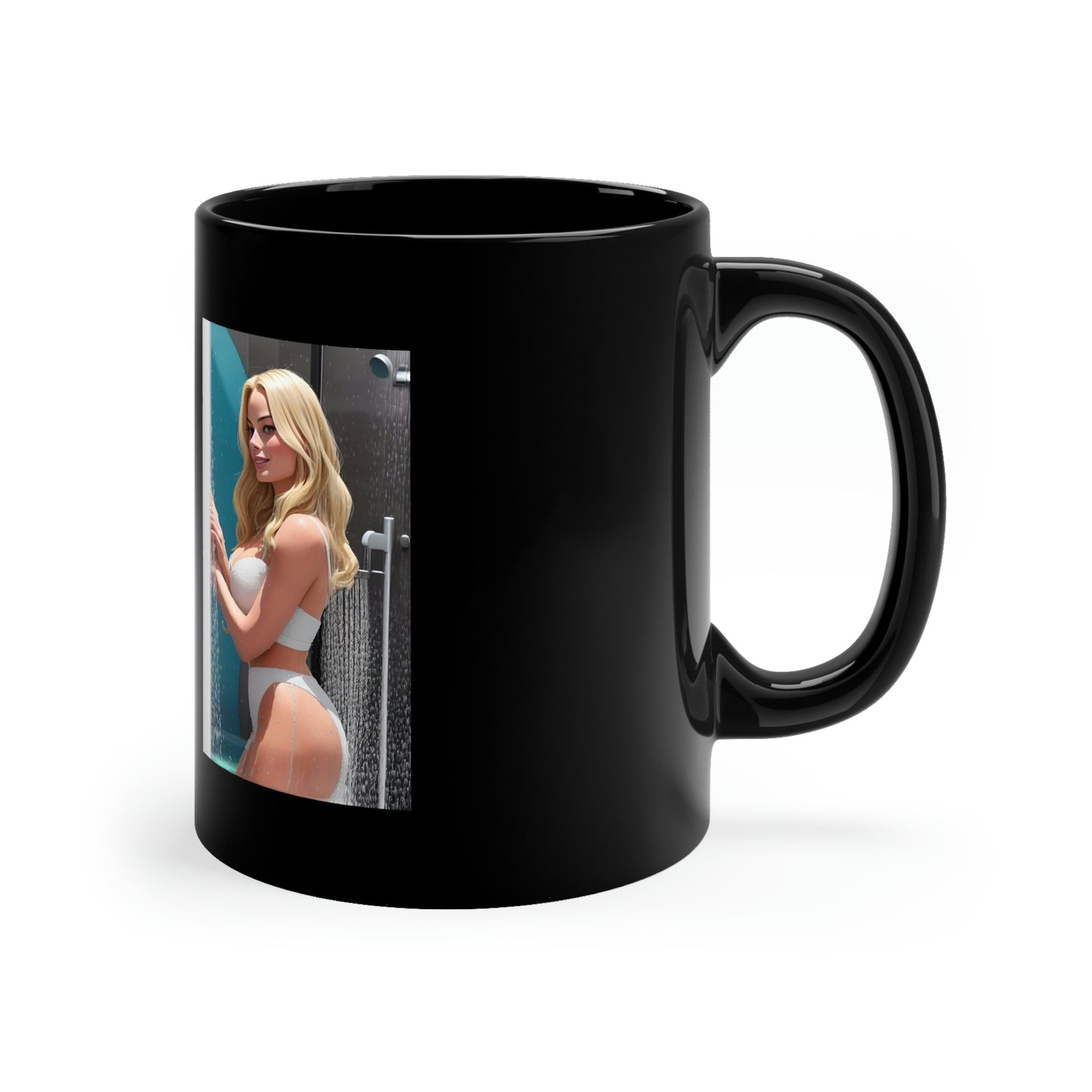 Margot Robbie White Bikini Black Coffee Mug