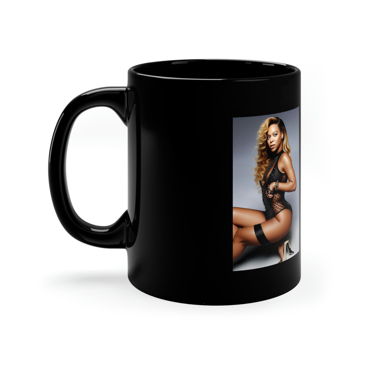 Beyonce Black Lingerie Black Coffee Mug