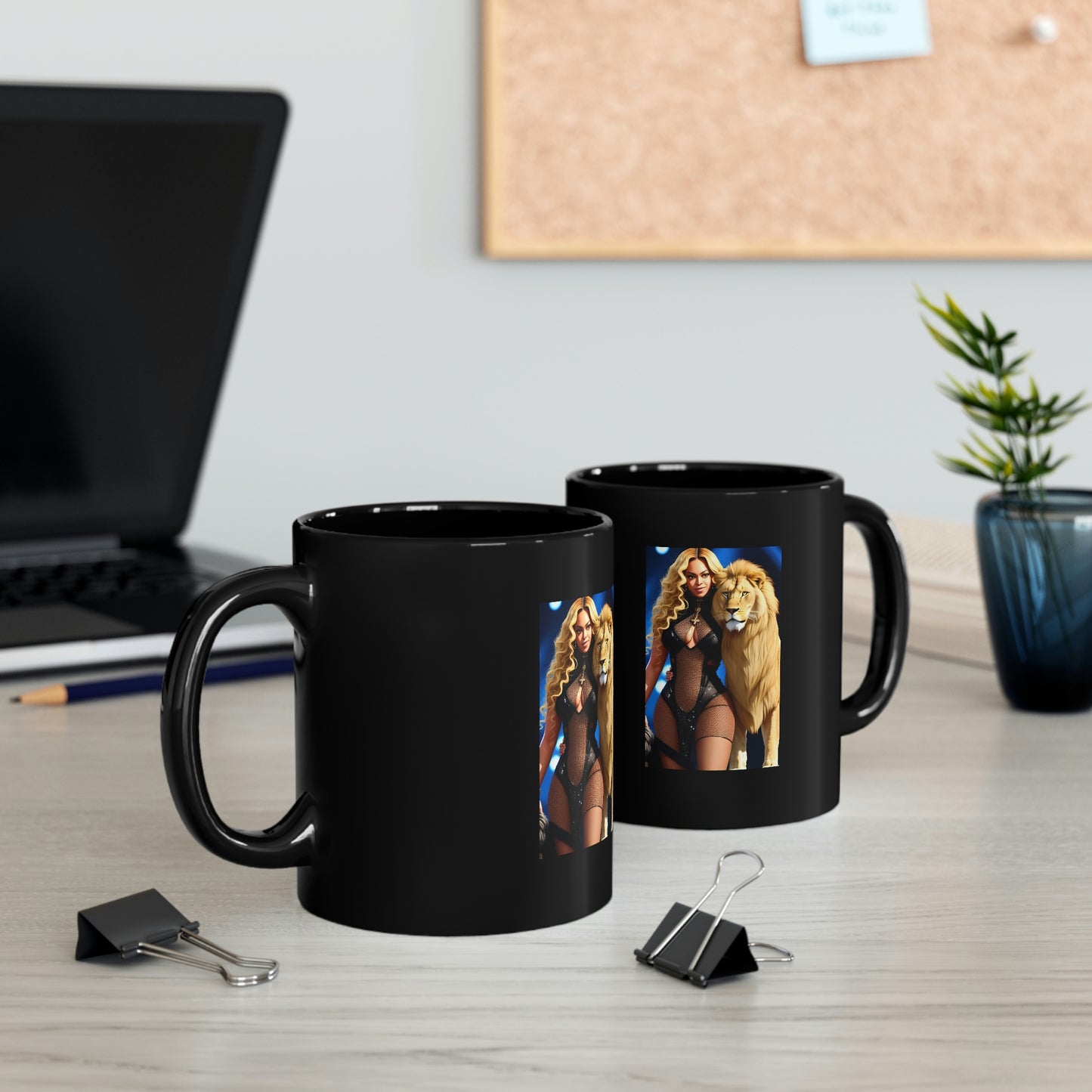 Beyonce Lion King Black Coffee Mug