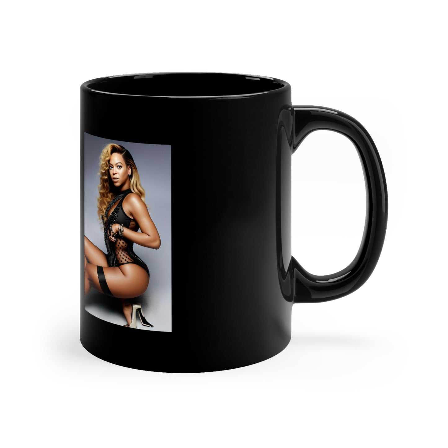 Beyonce Black Lingerie Black Coffee Mug