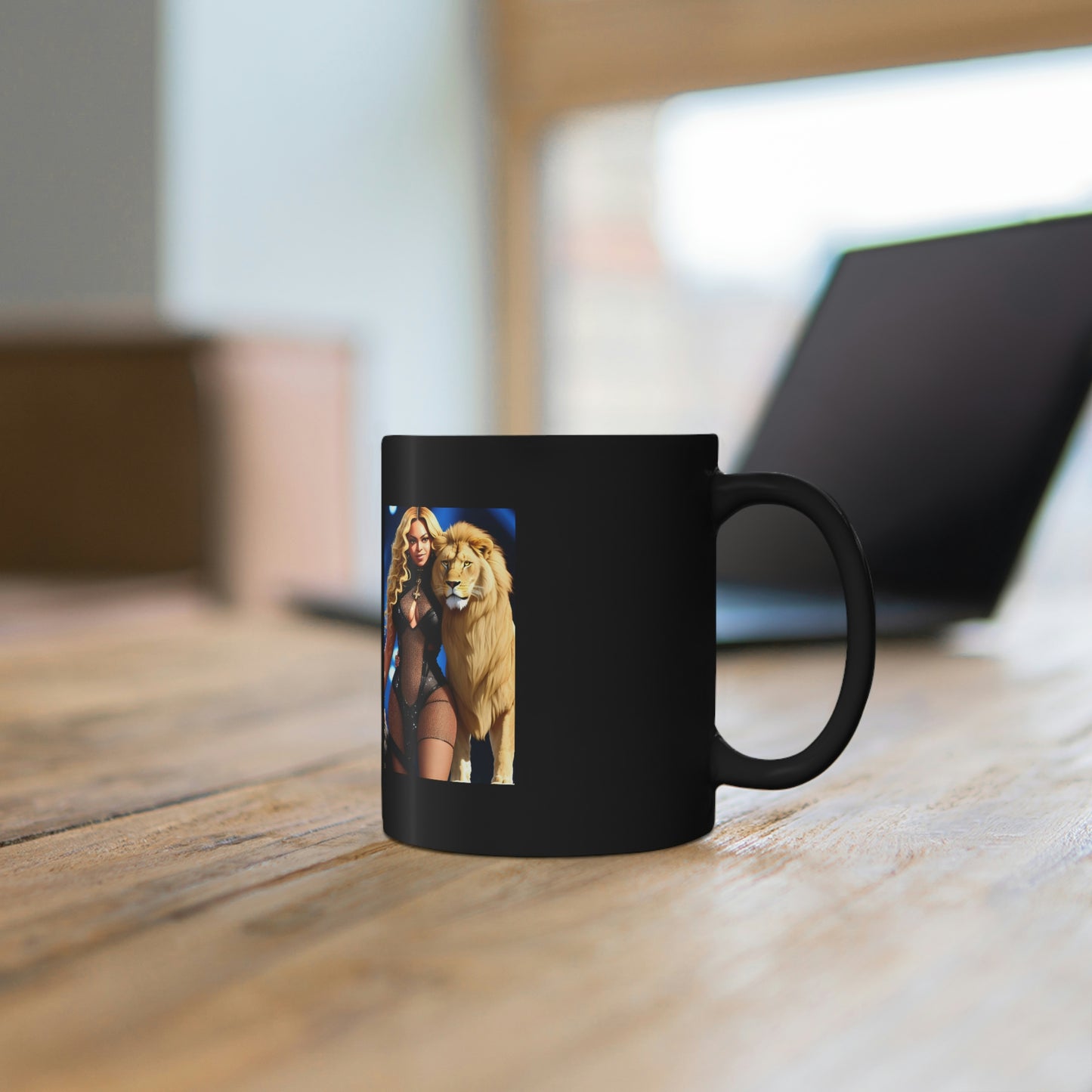 Beyonce Lion King Black Coffee Mug