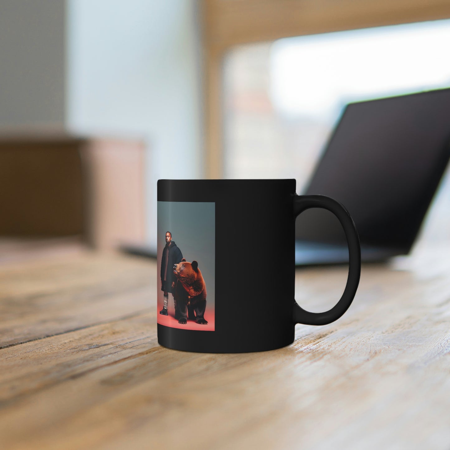 Kanye With Bear V.1 Black Coffee Mug