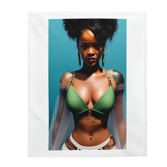 Rihanna Green Top White Blanket