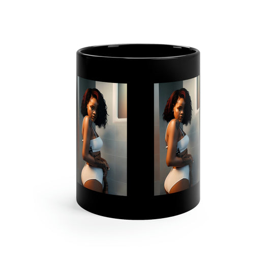 Rihanna Bathroom Black Coffee Mug