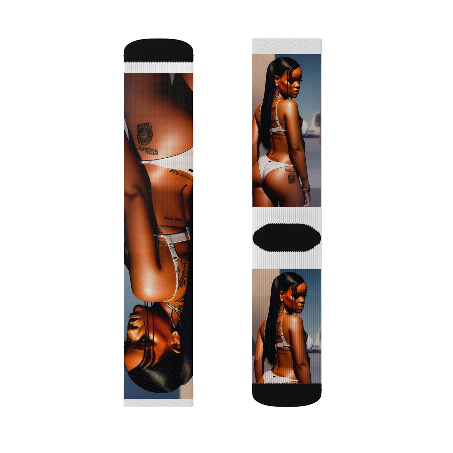 Rihanna White Bikini Tube Socks