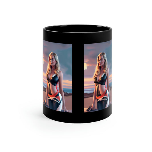 Margot Robbie Sunset Black Coffee Mug