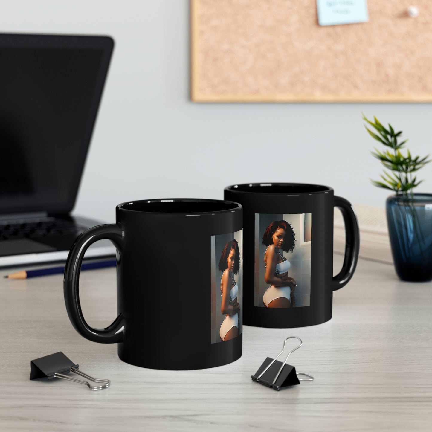 Rihanna Bathroom Black Coffee Mug