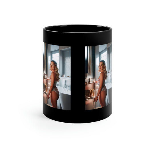 Margot Robbie Bathroom Black Coffee Mug