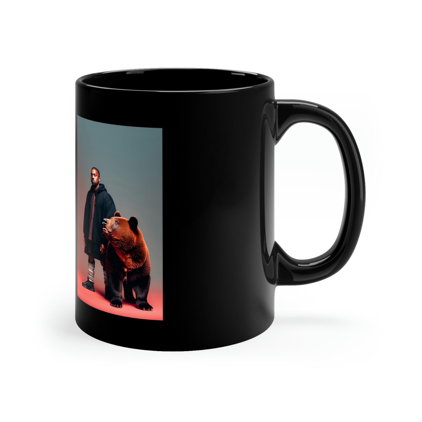 Kanye With Bear V.1 Black Coffee Mug