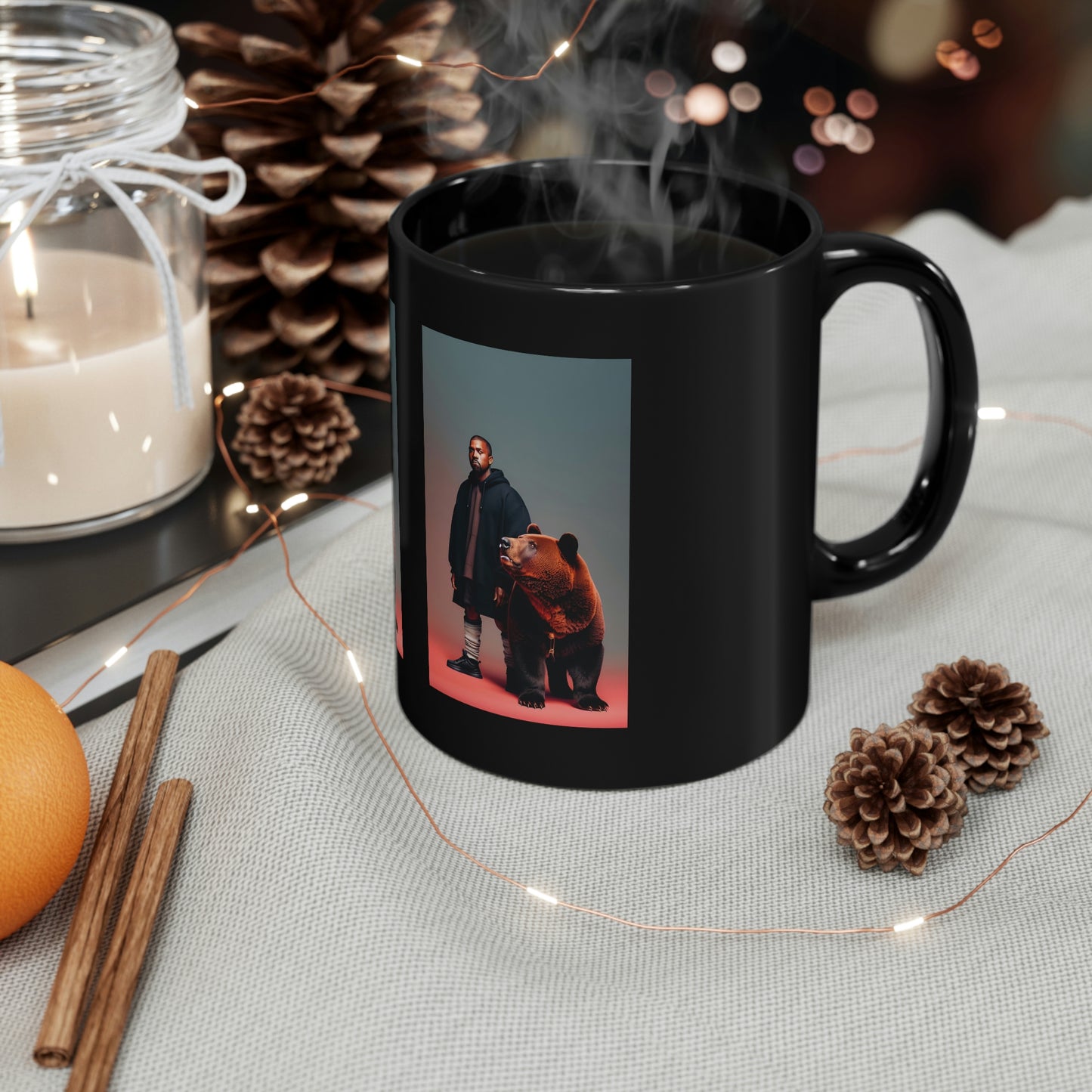 Kanye With Bear V.1 Black Coffee Mug