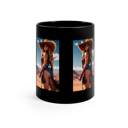 Beyonce Cowgirl Black Coffee Mug