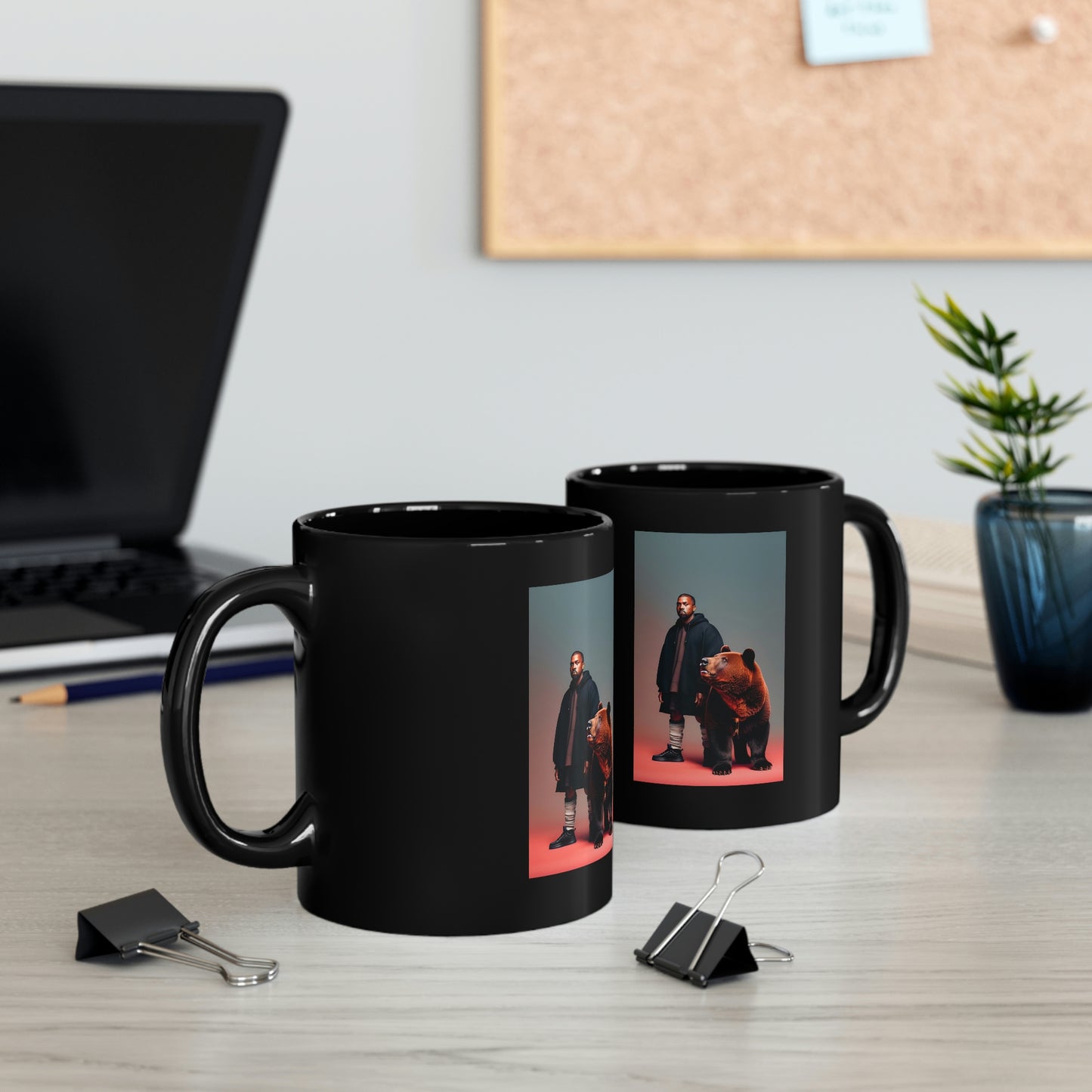 Kanye With Bear V.1 Black Coffee Mug