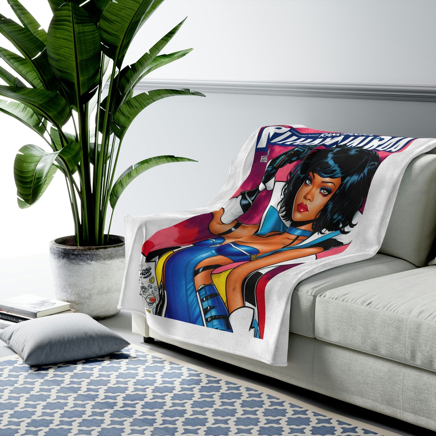 Rihanna Comic Book White Blanket