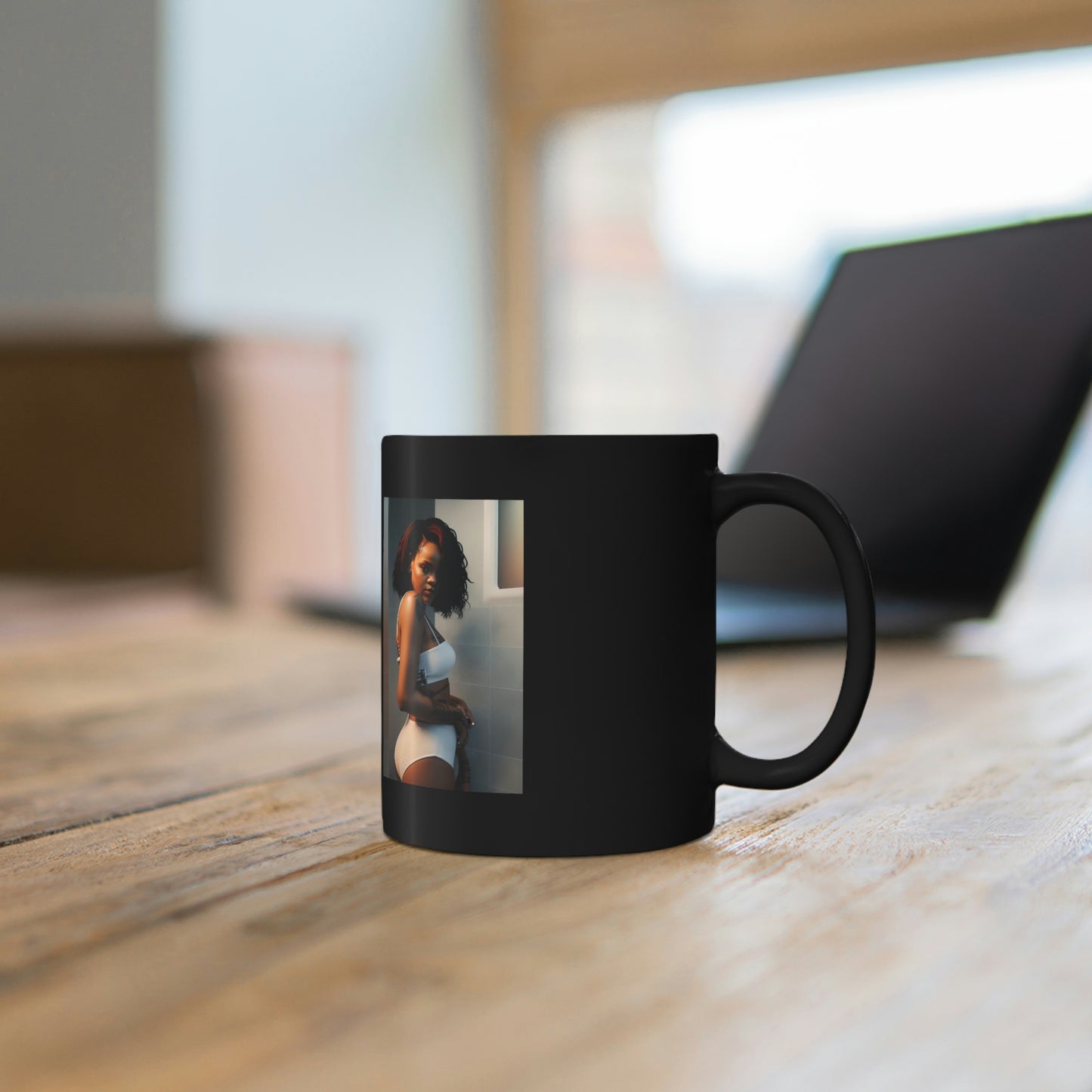 Rihanna Bathroom Black Coffee Mug