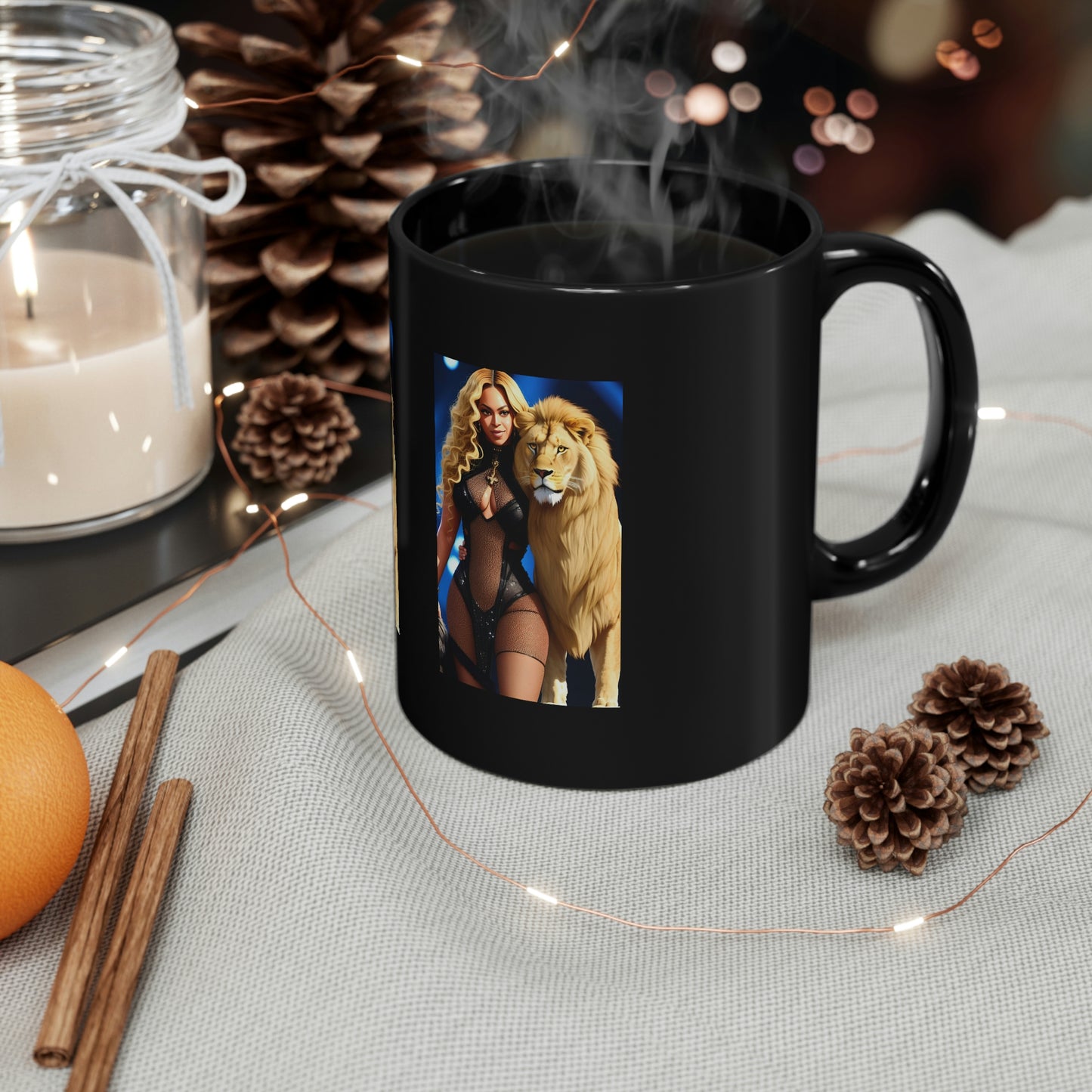 Beyonce Lion King Black Coffee Mug