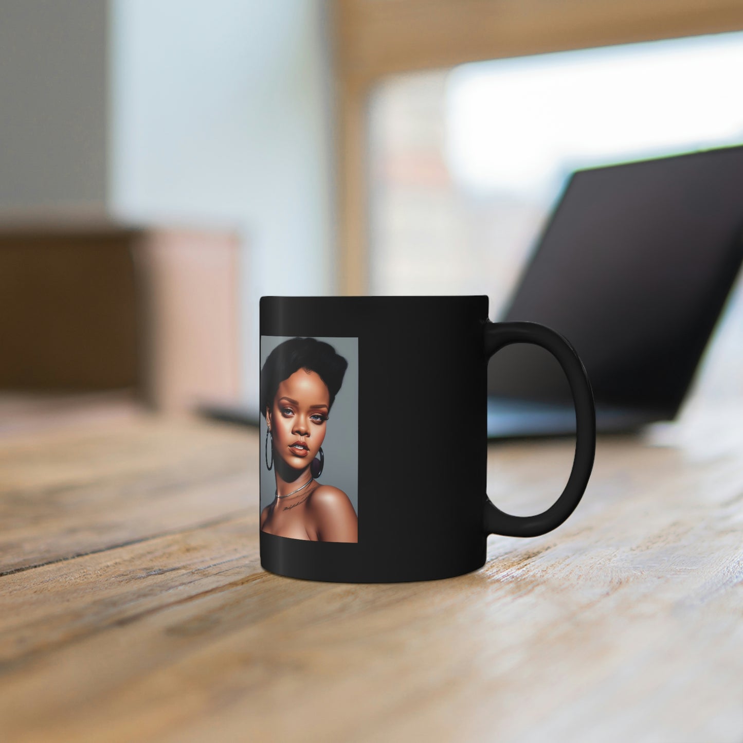 Rihanna Photoshoot Black Coffee Mug