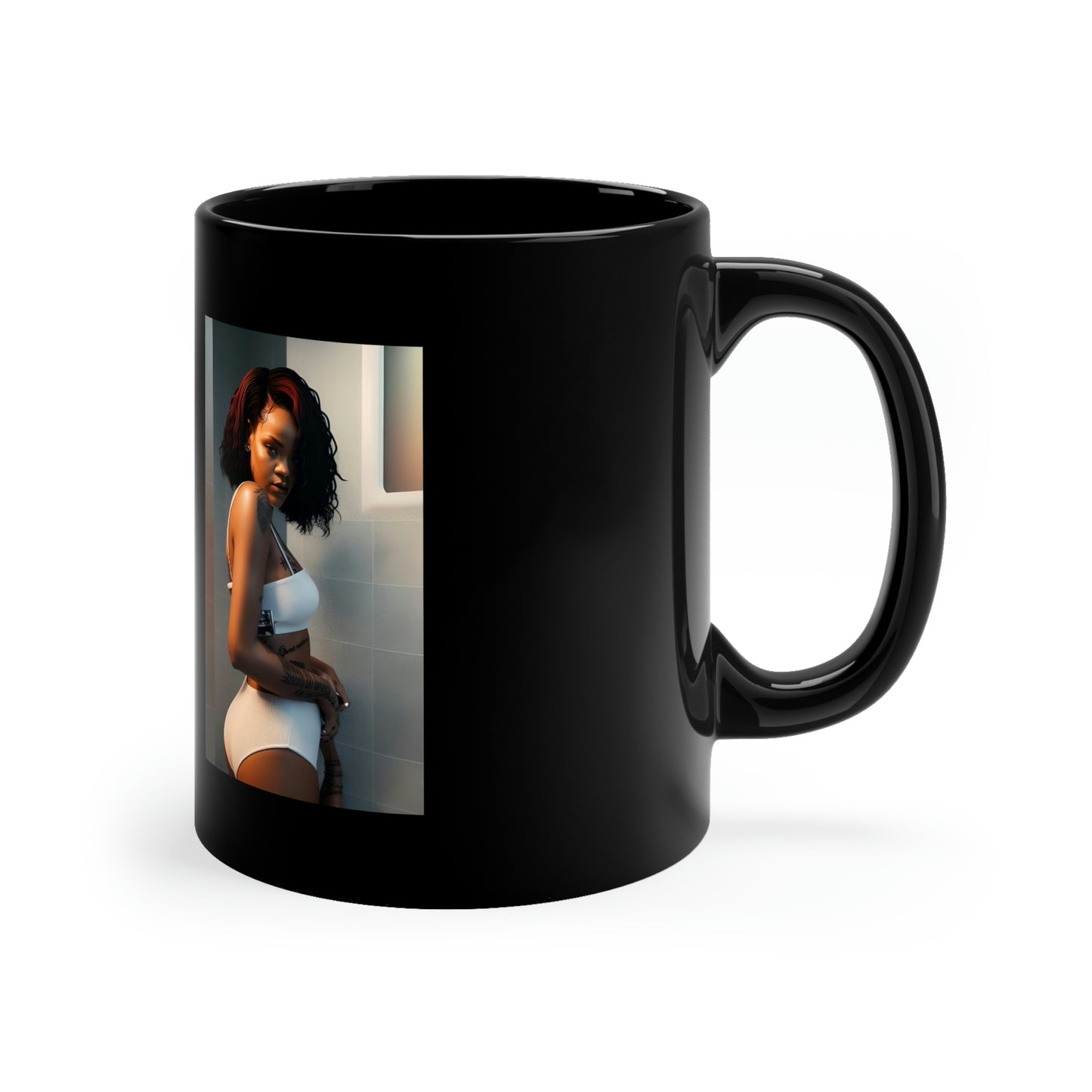 Rihanna Bathroom Black Coffee Mug